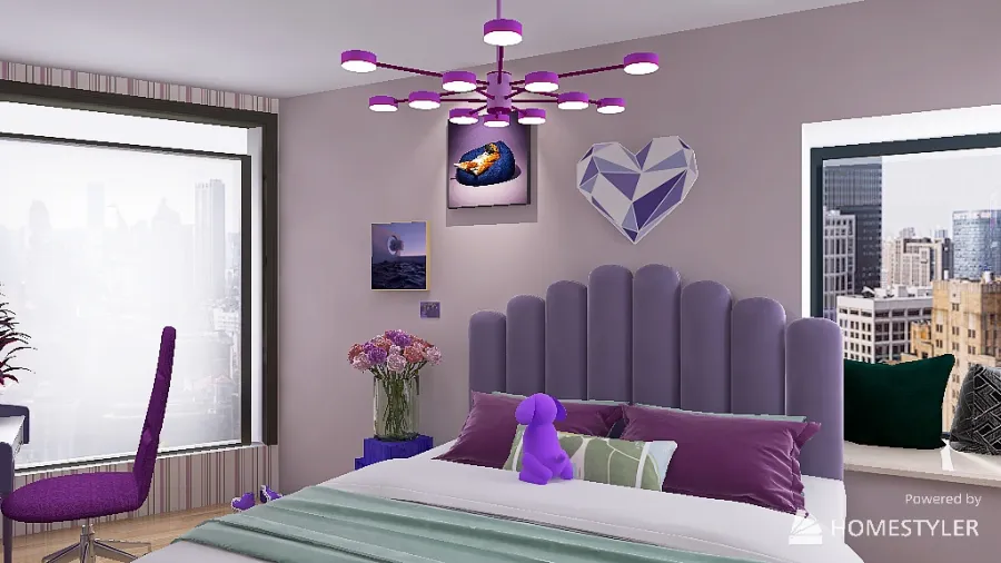 Pop Colorful Two story apartment 3d design renderings