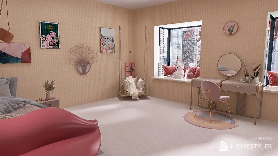 Sakura city bedroom 3d design renderings