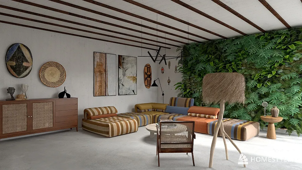 African living room 3d design renderings