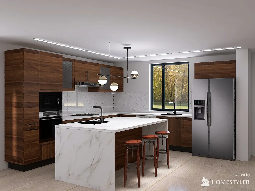 The kitchen is modern 3d design renderings