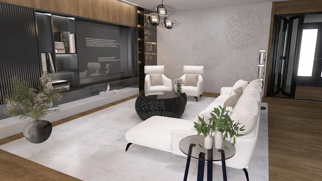 Salon w szarości 3d design renderings