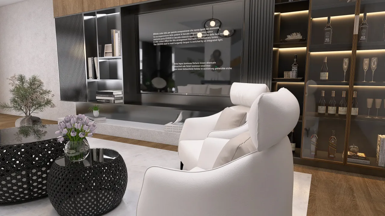 Salon w szarości 3d design renderings