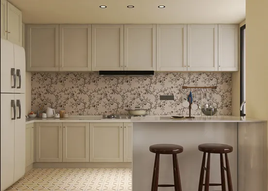 # French Style Kitchen and Bathroom Design Rendering