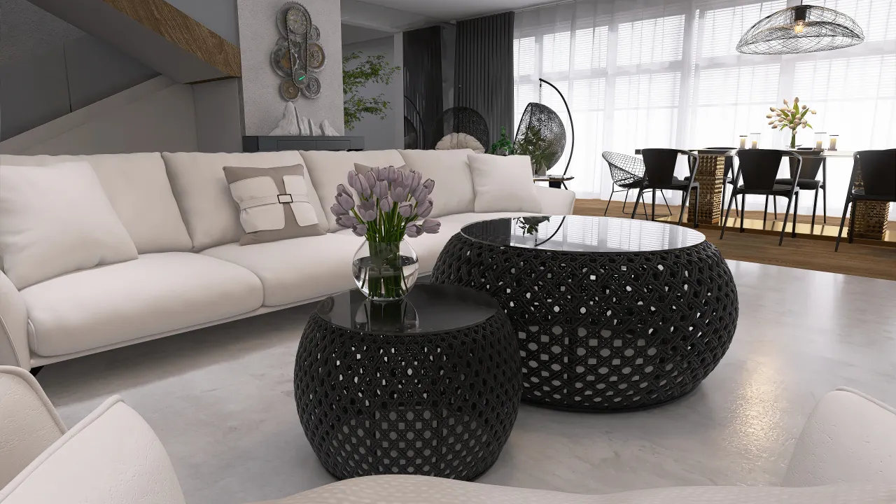 Salon w szarości 3d design renderings