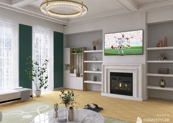Room 1- Classic Green and White Design Rendering