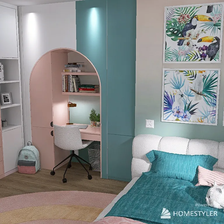 Maximalist Child Bedroom 3d design renderings