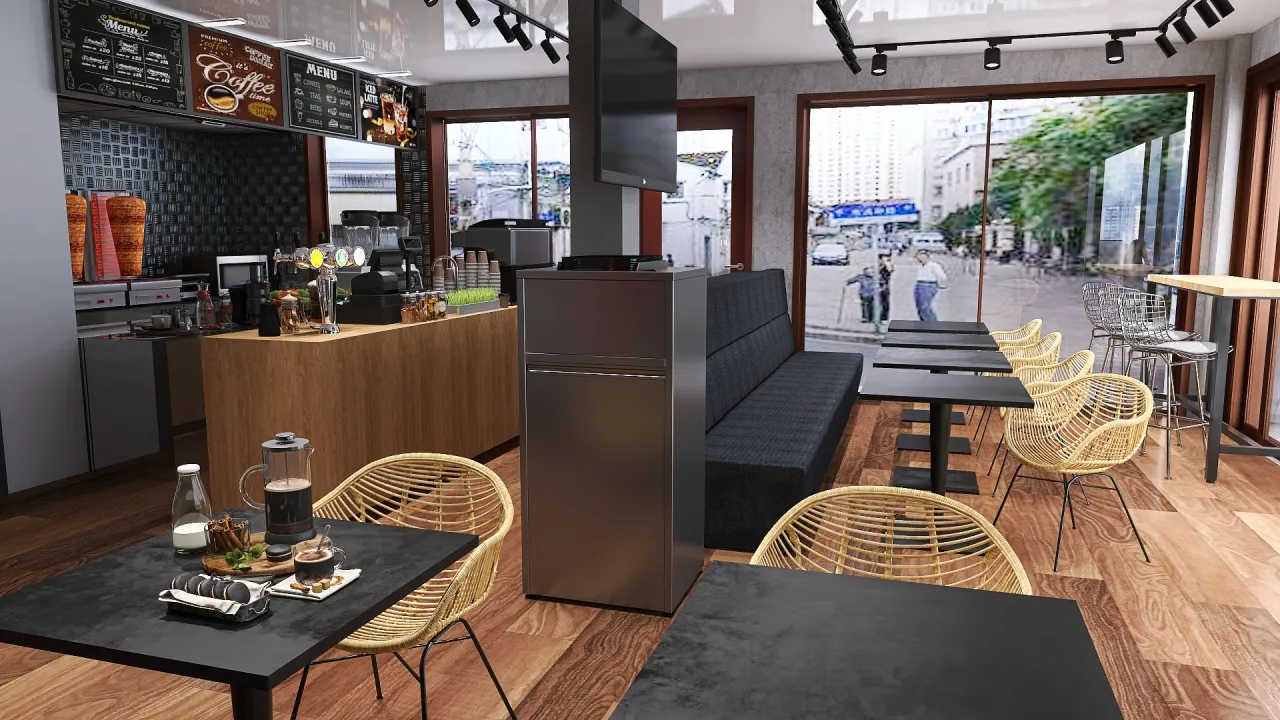 Cafe on the embankment 3d design renderings