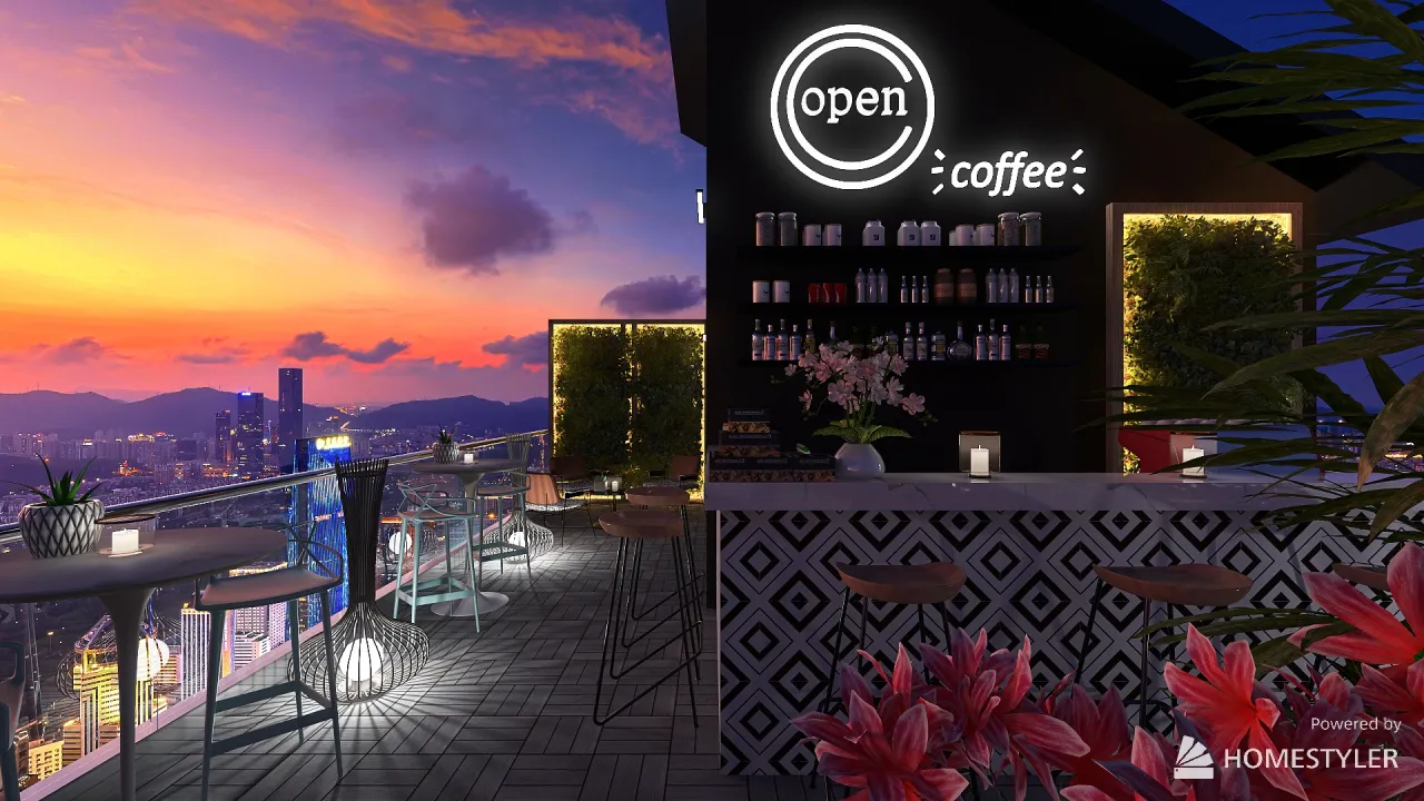 "sunset" cafe 3d design renderings