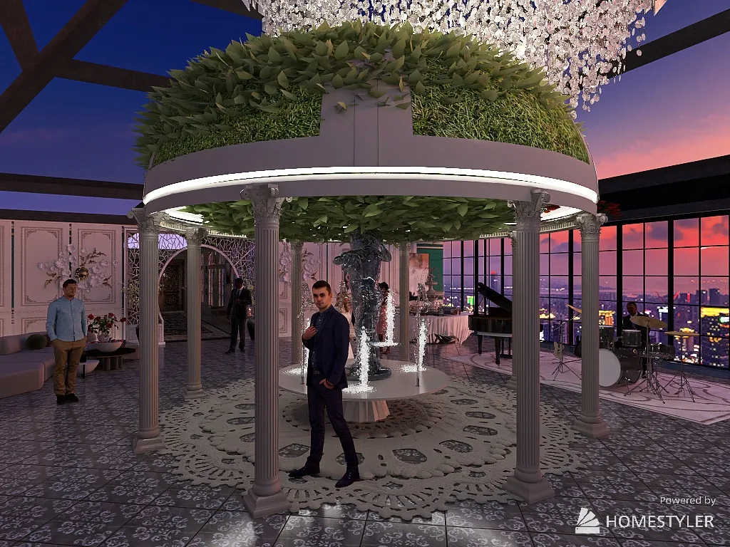 Gala white and green villa 3d design renderings