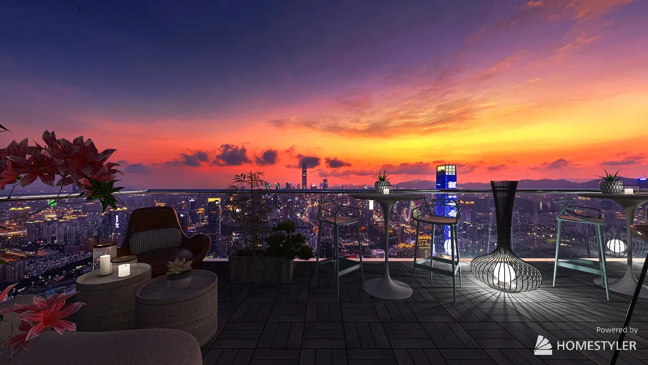 "sunset" cafe 3d design renderings