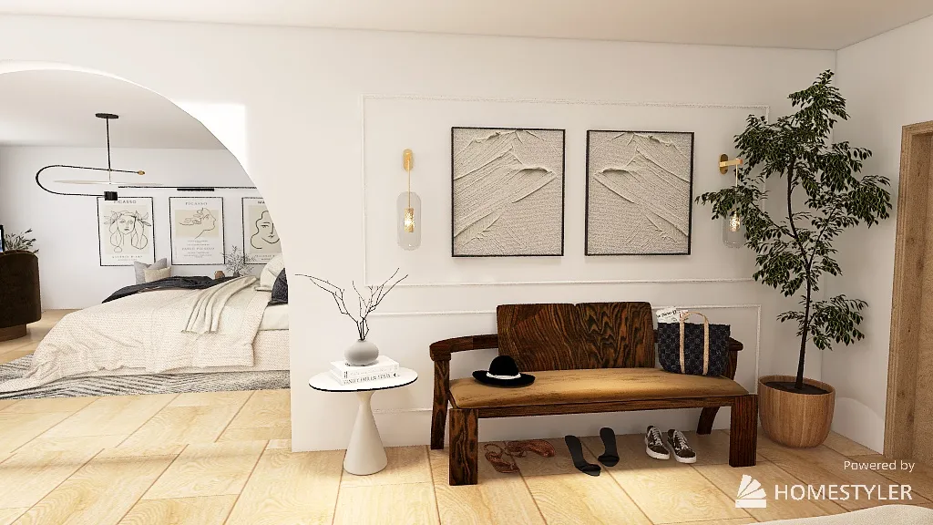 Contemporary 2 room apartment 3d design renderings