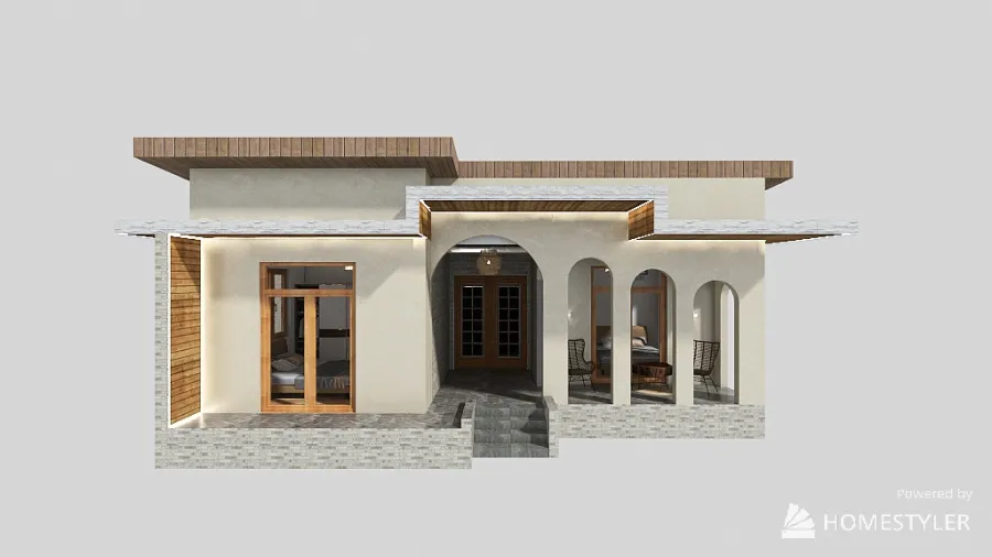 Bali Inspired Modern 2-BR Bungalow 3d design renderings