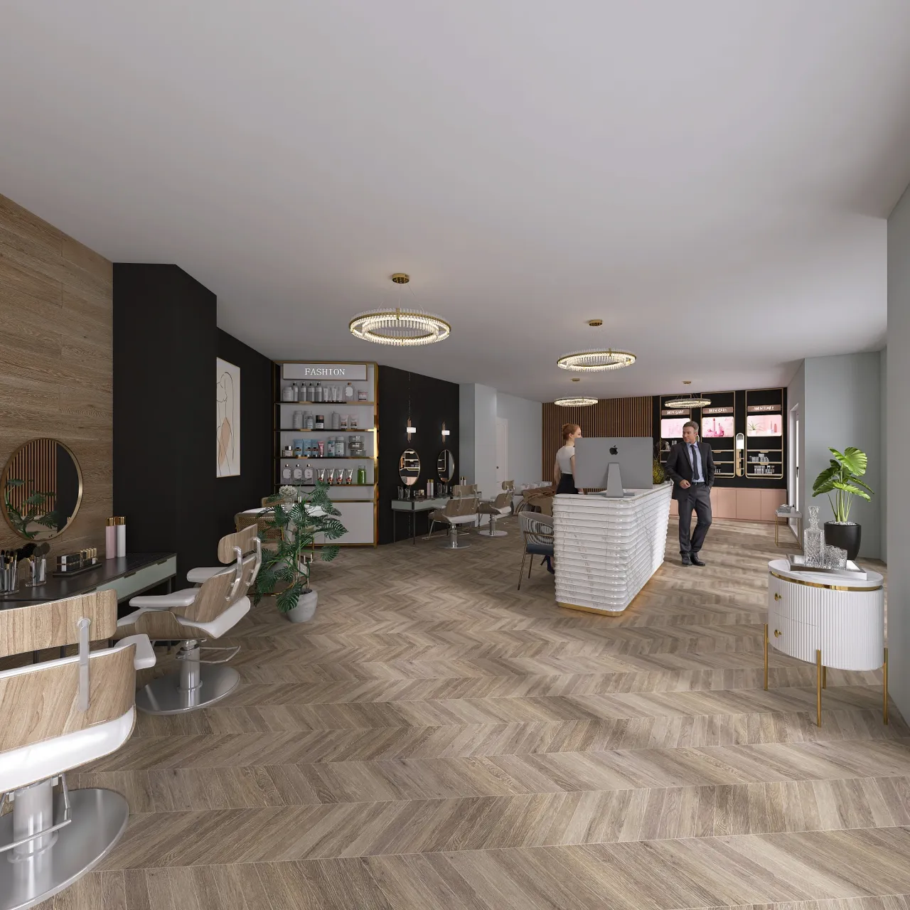 hairdressing salon 3d design renderings