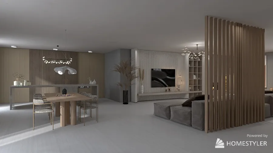 Japandi Apartment 3d design renderings