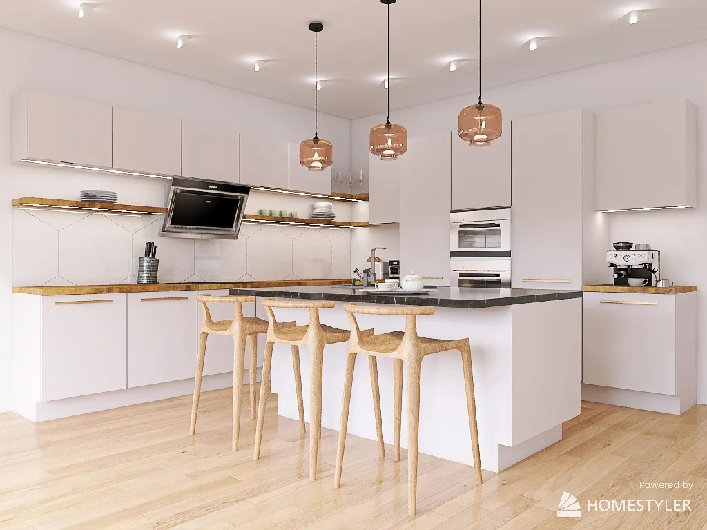 The kitchen is modern 2 3d design renderings