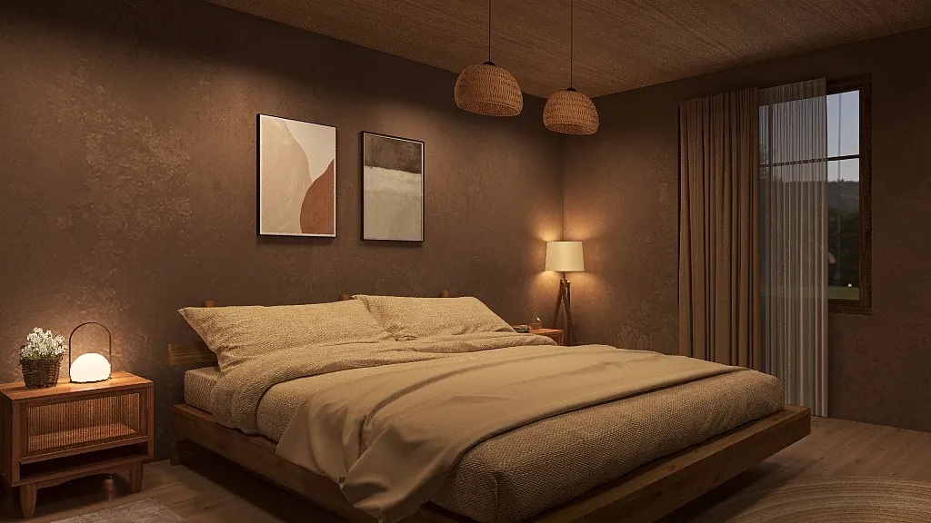 Cozy rural bedroom🤎 3d design renderings