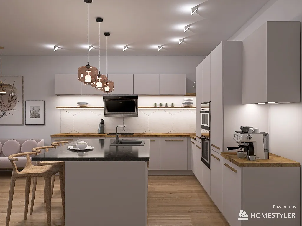 The kitchen is modern 2 3d design renderings