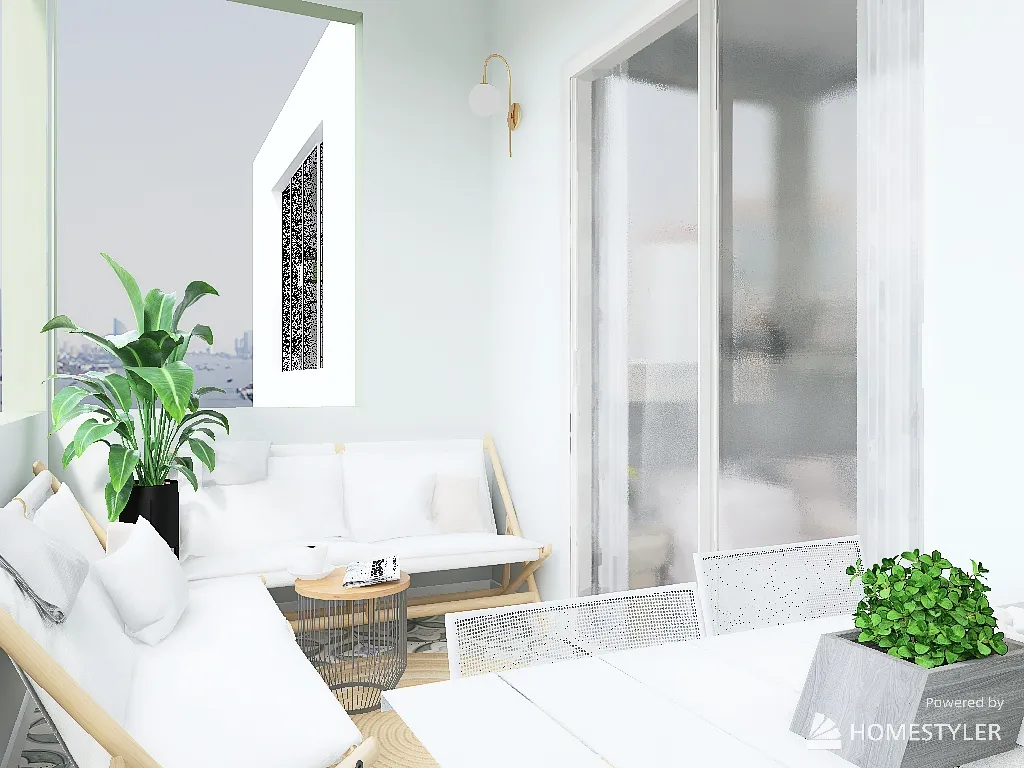 apartamento cute com sacada 3d design renderings