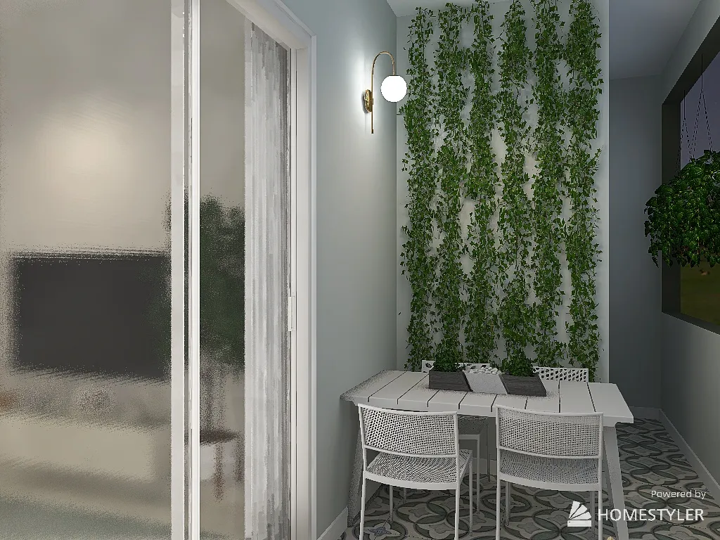 apartamento cute com sacada 3d design renderings