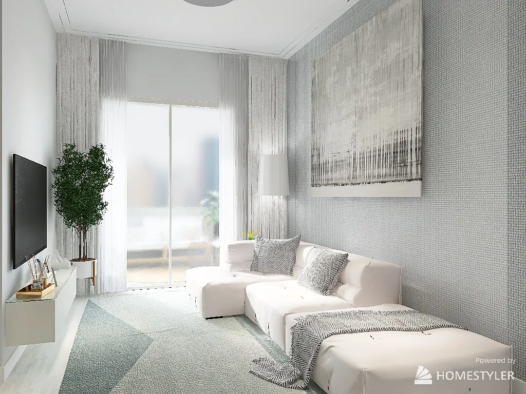 apartamento cute com sacada 3d design renderings