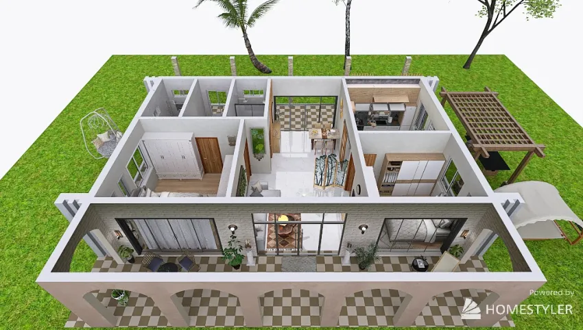 Modern 2-Bedroom Country Tiny Villa 3d design picture 886.45