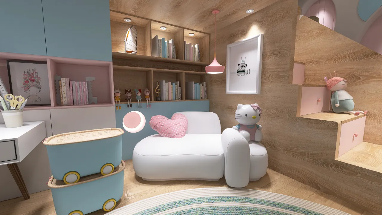 Habitación infantil con litera 3d design renderings