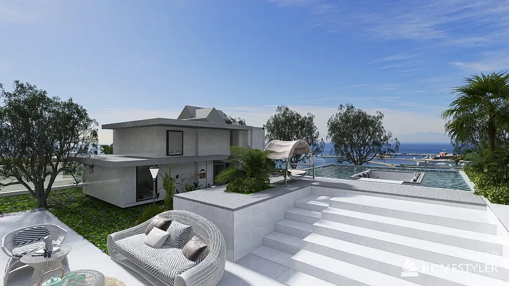 villa sulla scogliera 3d design renderings