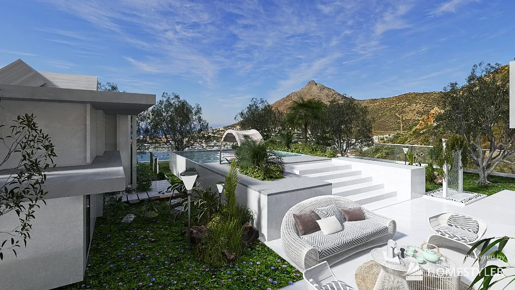 villa sulla scogliera 3d design renderings