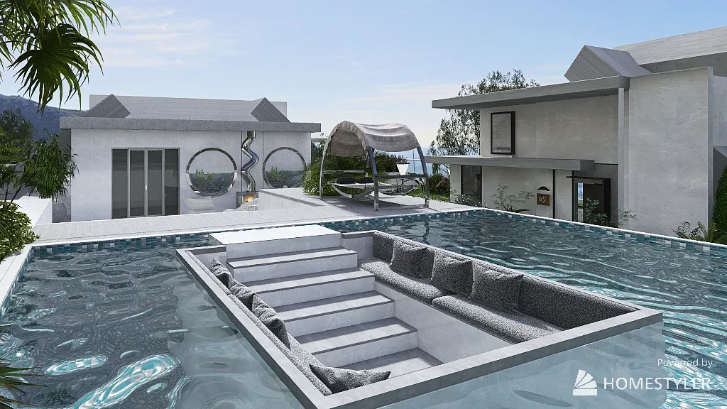 villa sulla scogliera 3d design renderings