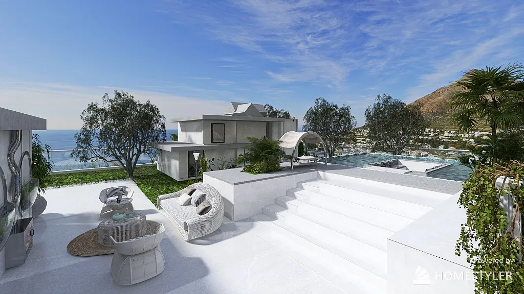 villa sulla scogliera 3d design renderings