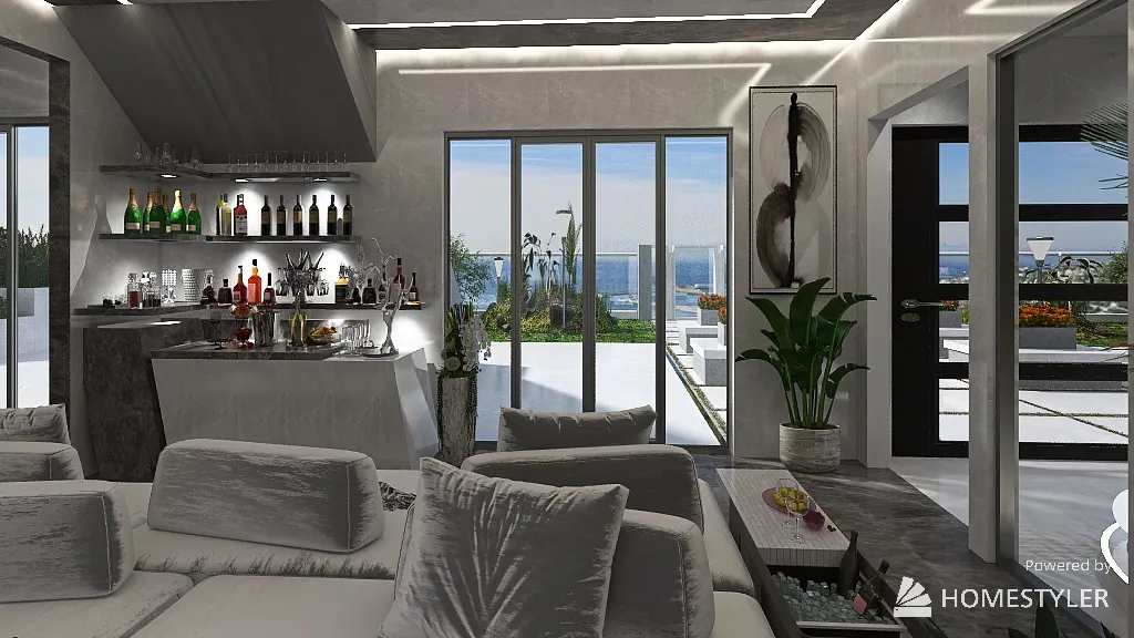 villa sulla scogliera 3d design renderings