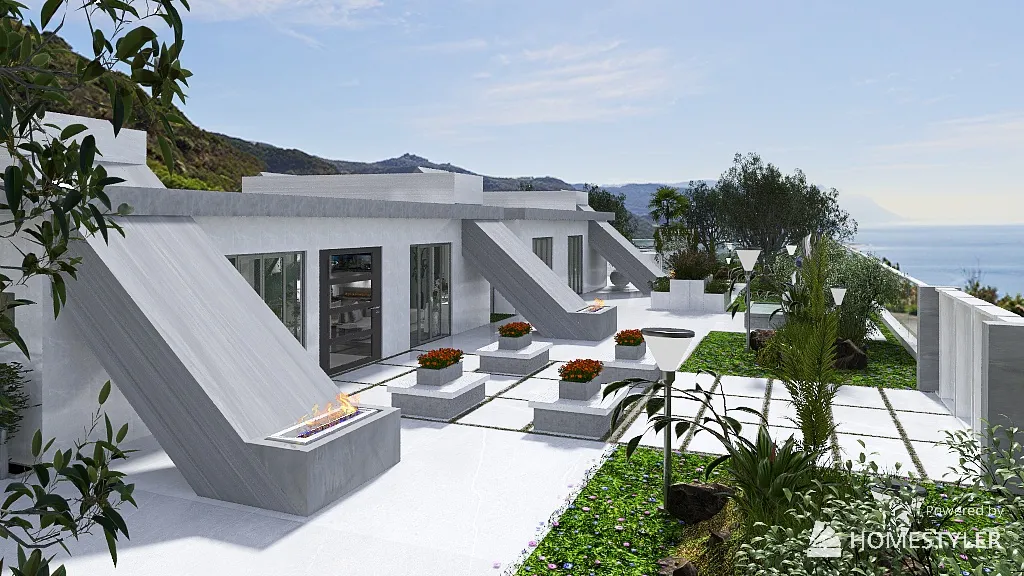 villa sulla scogliera 3d design renderings