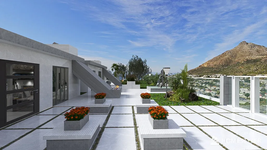 villa sulla scogliera 3d design renderings