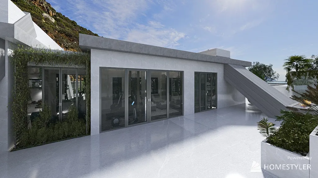 villa sulla scogliera 3d design renderings