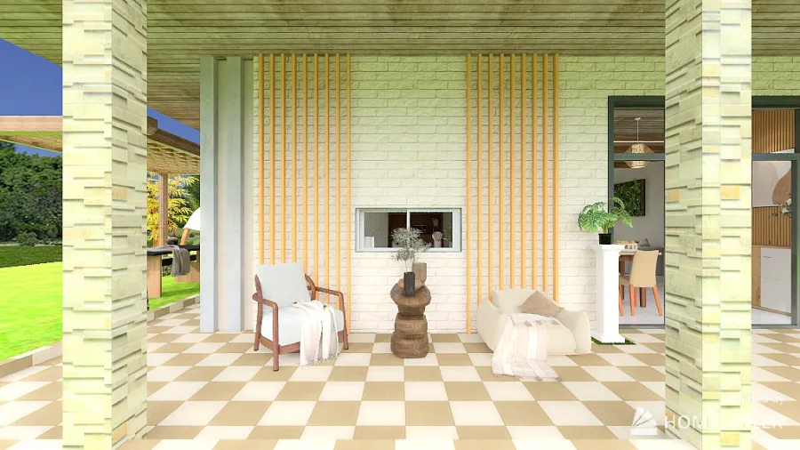 Modern 2-Bedroom Country Tiny Villa 3d design renderings