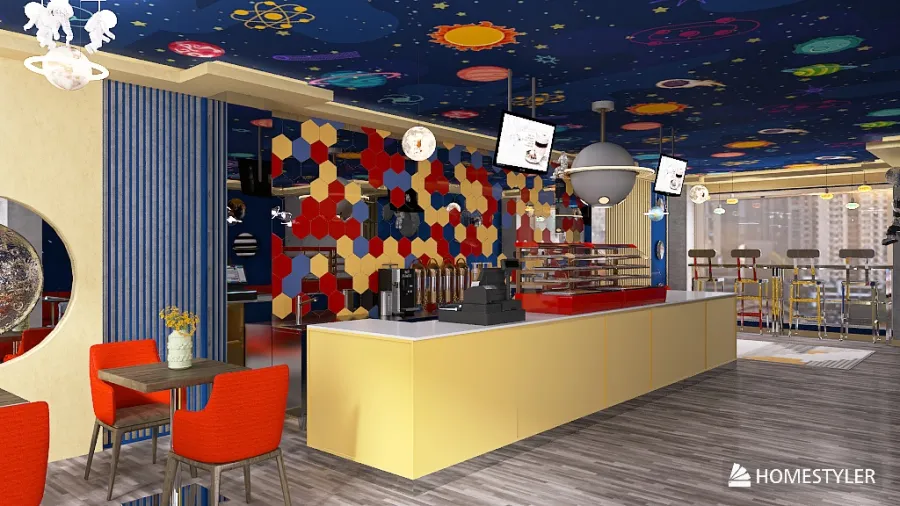 Salão de refeitão 3d design renderings