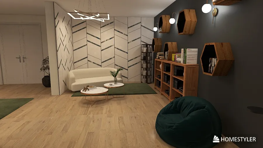 quarto e biblioteca 3d design renderings
