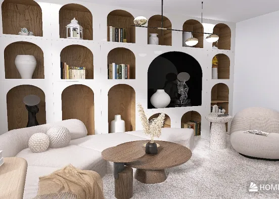 modern minimal living space Design Rendering