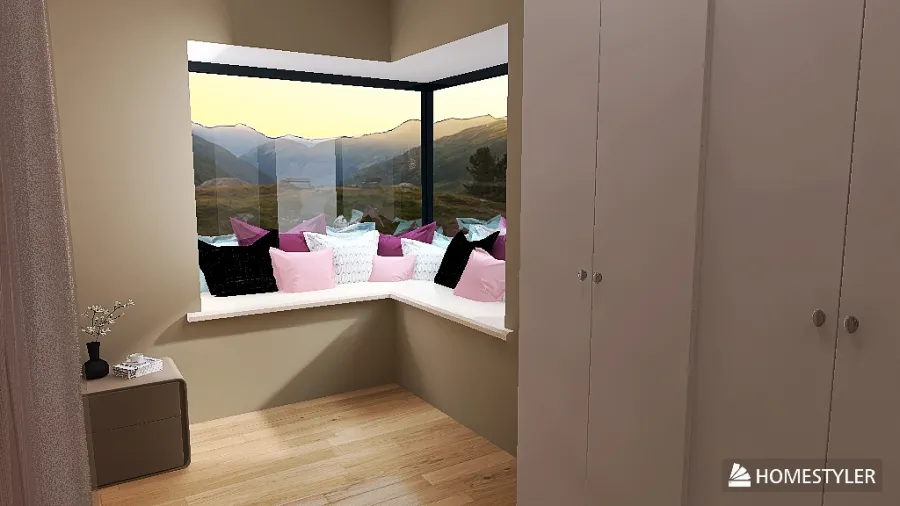 Teenage Girl Bedroom 3d design renderings