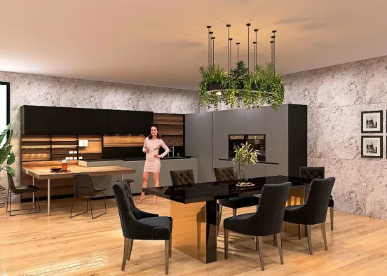 Kitchen with Dining Area. Design Rendering