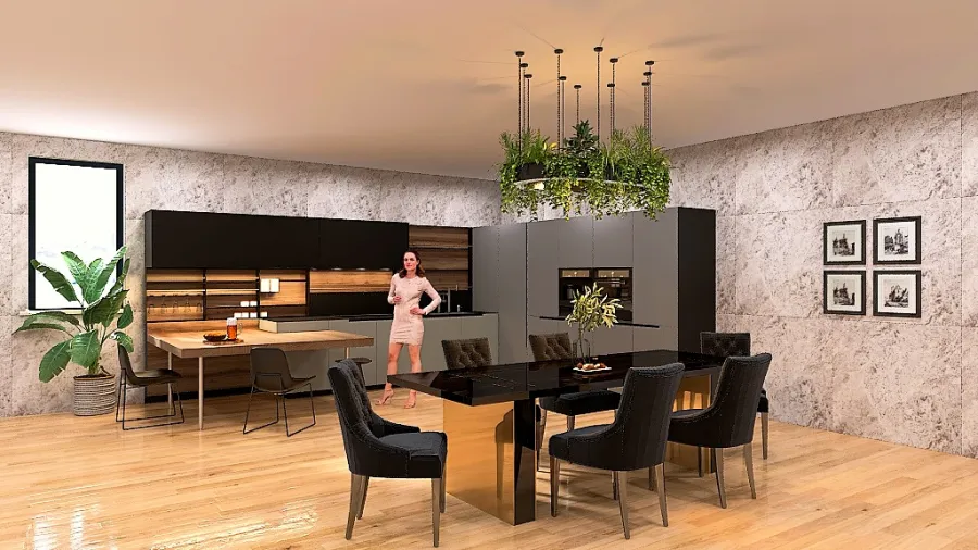 Kitchen with Dining Area. 3d design renderings
