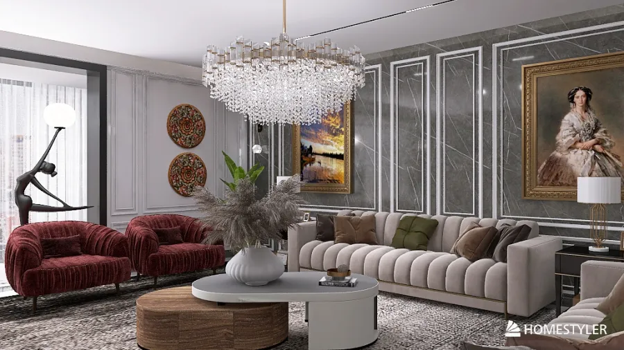 diningroom and living room 3d design renderings