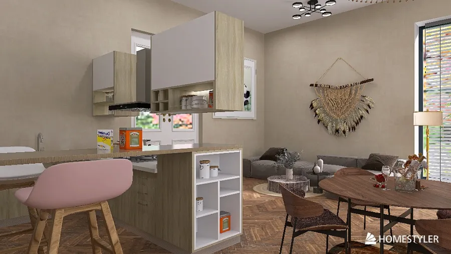 1 Bedroom Wabi Sabi Apartement 3d design renderings