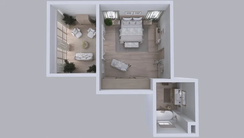 Dormitorio con terraza y baño 3d design picture 60.76