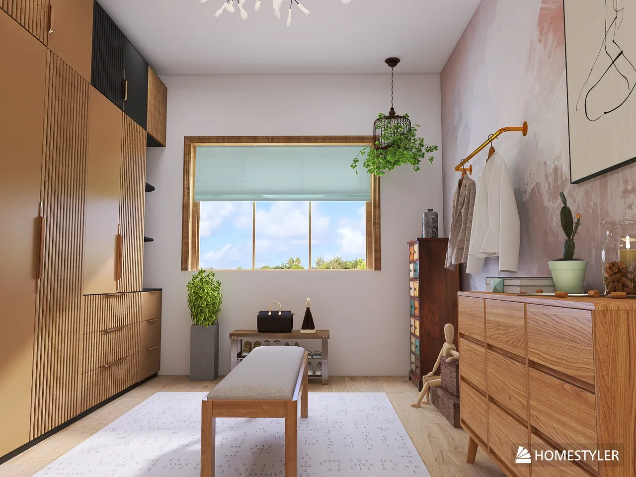 Fresh retreat bedroom for web 3d design renderings