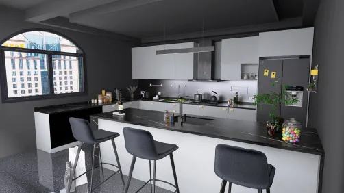 Black modern kitchen 