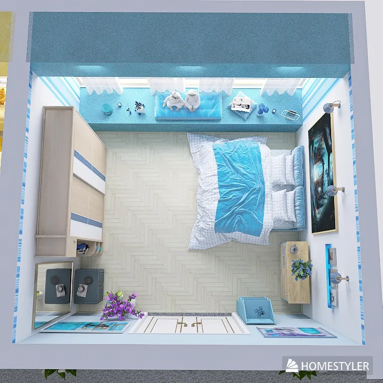 Blu like sea bedroom 3d design picture 383.96