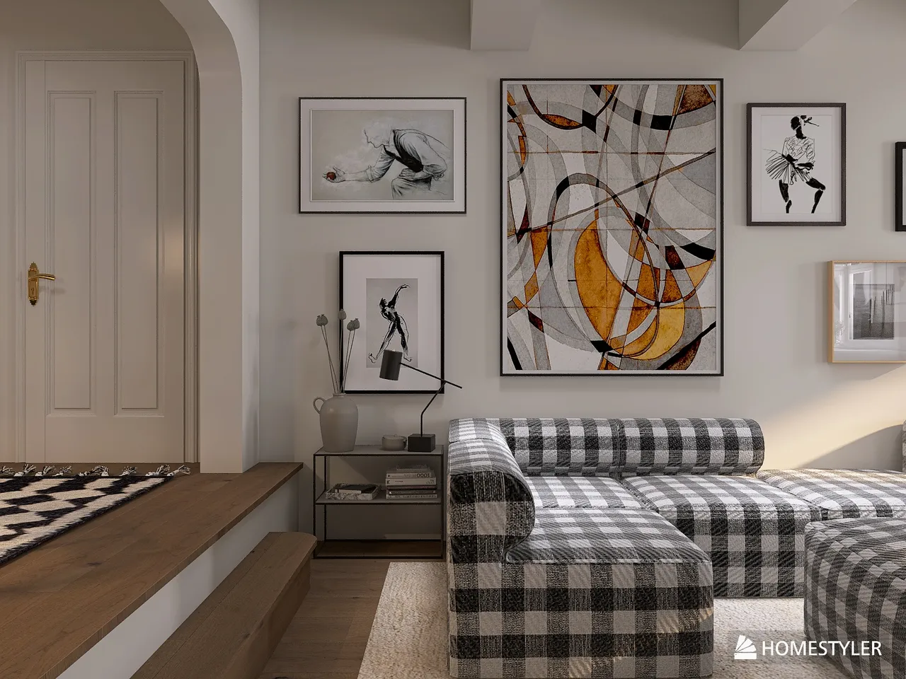 NYC Sunken Living Room Studio 3d design renderings