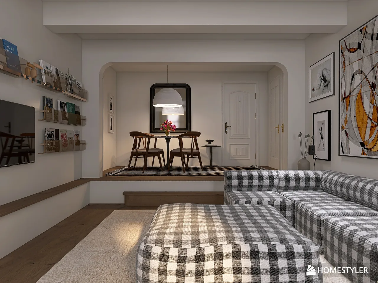 NYC Sunken Living Room Studio 3d design renderings