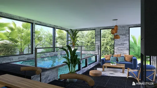 Tropical villa living room